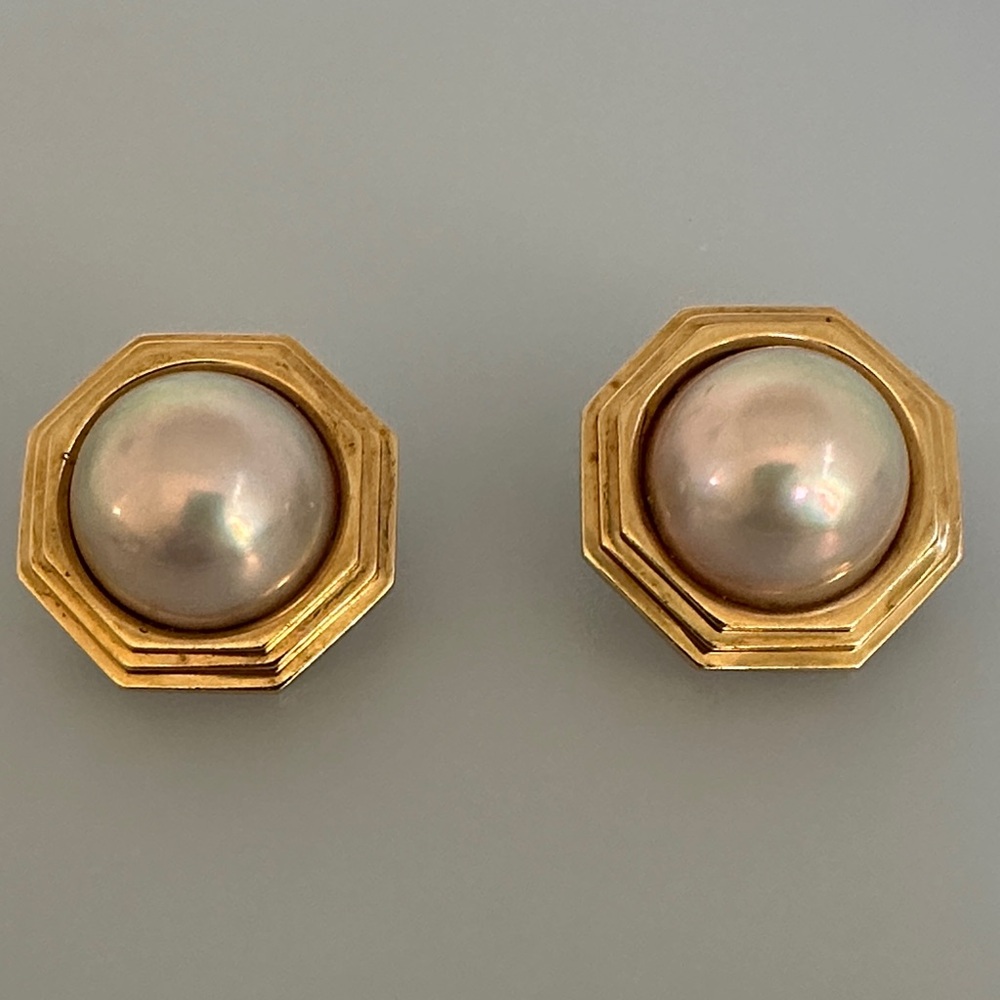 14k real solid Gold real Pearl Earrings